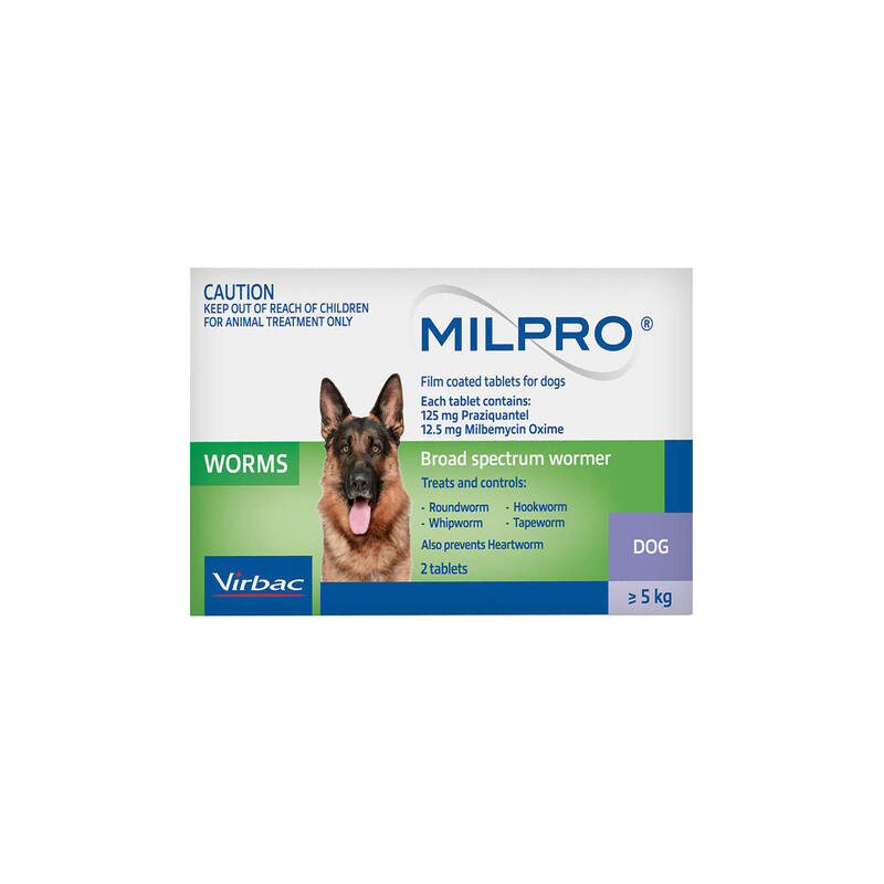 Milpro Allwormer For Dogs 5 - 25 Kg (11 - 55lbs) 48 Tablets