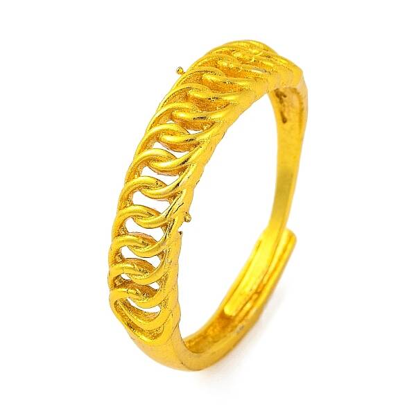 Brass Curb Chain Adjustable Rings for Women