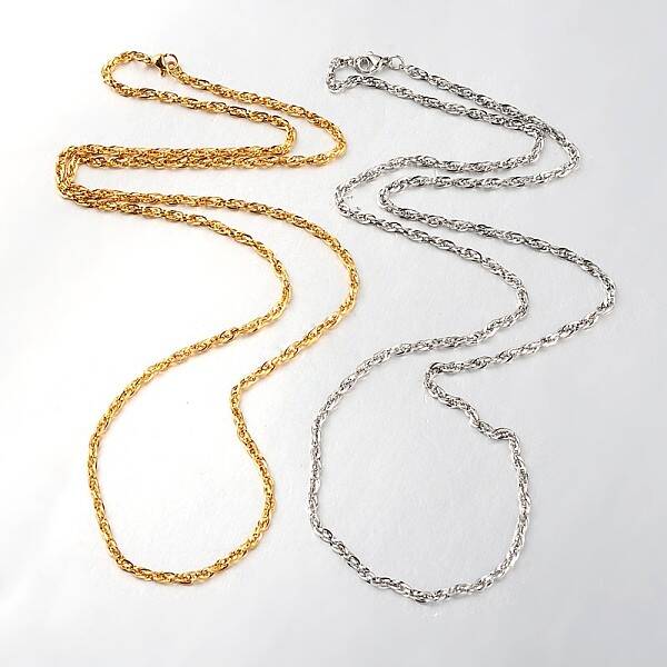 Boy's 304 Stainless Steel Long Double Link Chain Necklaces