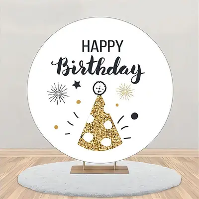 Golden Dot Hat Spark Simple Round Birthday Backdrop - Aperturee