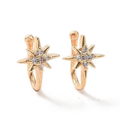 Clear Cubic Zirconia Star Cuff Earrings