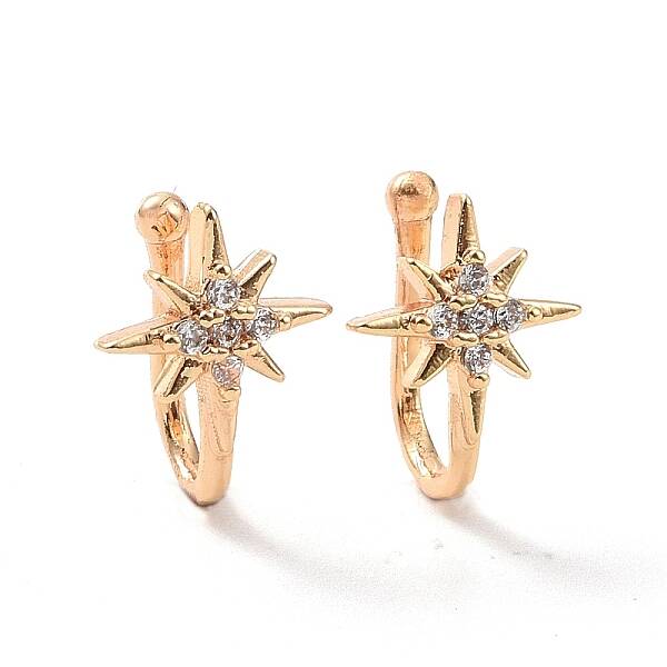 Clear Cubic Zirconia Star Cuff Earrings