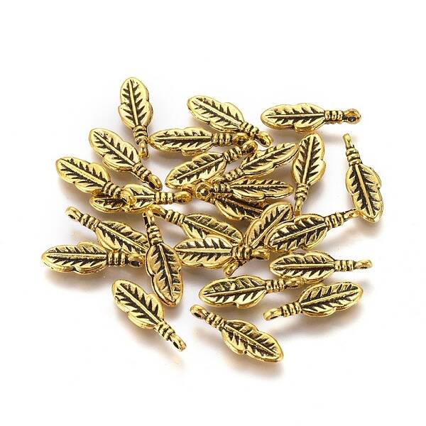 Tibetan Style Alloy Feather Pendants