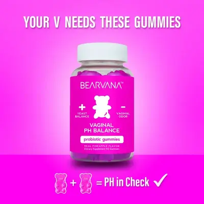NEW BEARVANA PH Balance Gummies - Women's Real Pineapple Flavored Vaginal Supplement - One Month Supply - Probiotics Edible D...