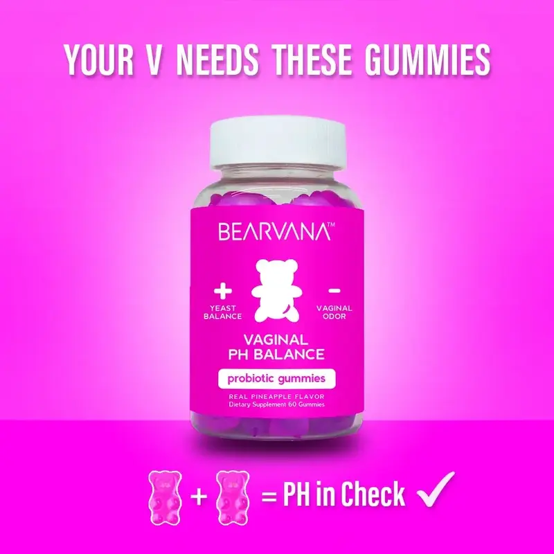 NEW BEARVANA PH Balance Gummies - Women's Real Pineapple Flavored Vaginal Supplement - One Month Supply - Probiotics Edible D...