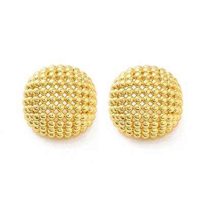 Rack Plating Half Round Brass Stud Earrings