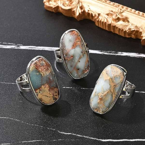 Natural Aqua Terra Jasper Finger Rings
