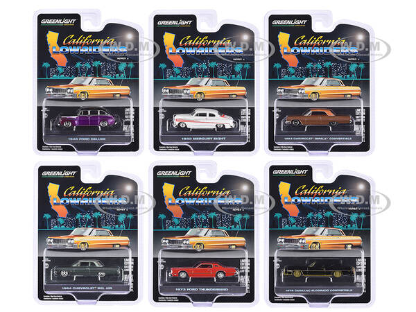 California Lowriders Set of 6 pieces Series 6 1/64 Diecast Model Cars by Greenlight