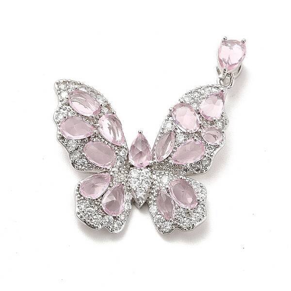 Brass Micro Pave Clear Cubic Zirconia Pendants