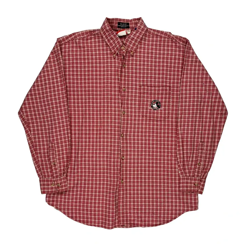 Mickey Mouse Mickey Inc Checked Shirt - XL Red Cotton | Size: x-large