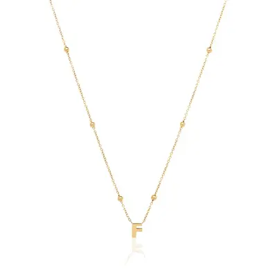 14K Gold Personalized Initial Bead Necklace fpr Women