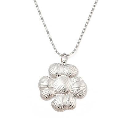 304 Stainless Steel Flower Pendant Round Snake Chain Necklaces