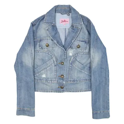 JOE BROWNS Cropped Distressed Womens Denim Jacket Blue S