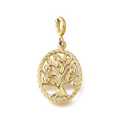 Oval with Tree of Life 304 Stainless Steel Pendant Decorations