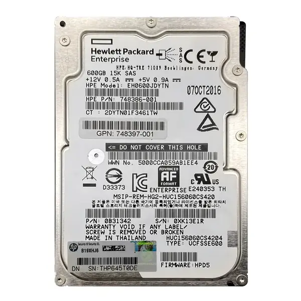 748397-001 HP 600GB 15000RPM SAS 12Gb/s Hot Swap 2.5-inch Hard Drive
