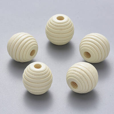 Painted Natural Wood Beehive European Beads