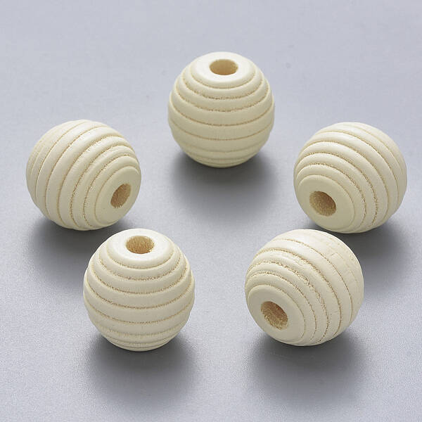 Painted Natural Wood Beehive European Beads