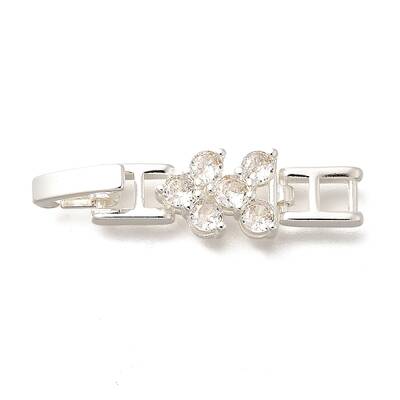 Brass Micro Pave Clear Cubic Zirconia Fold Over Clasps