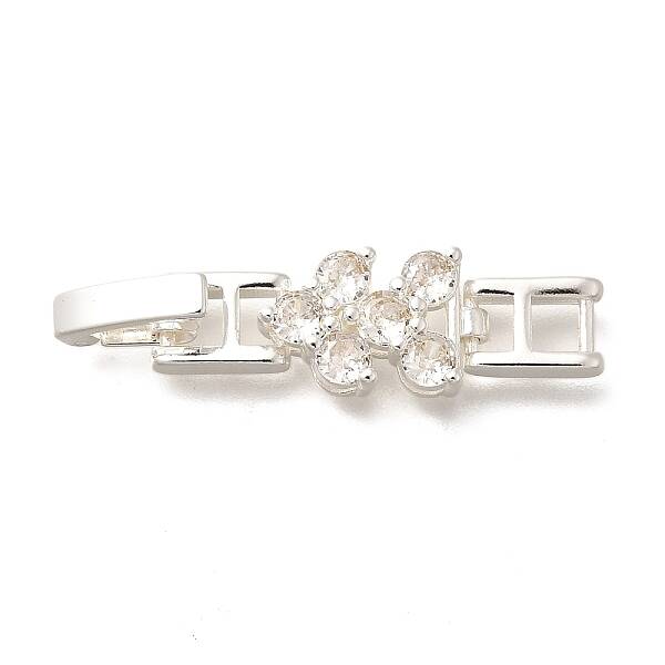 Brass Micro Pave Clear Cubic Zirconia Fold Over Clasps