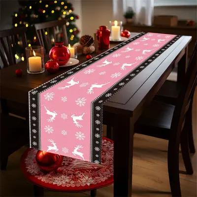 Elk Snowflake Step And Repeat Christmas Table Runner - Aperturee