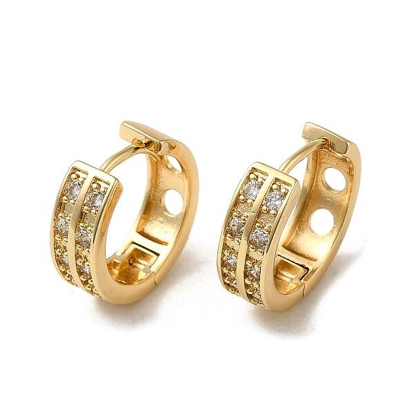 Brass Micro Pave Cubic Zirconia Hoop Earring