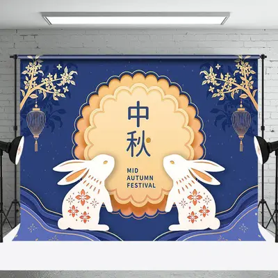 Moon Cake Jade Rabbit Mid Autumn Festival Backdrop