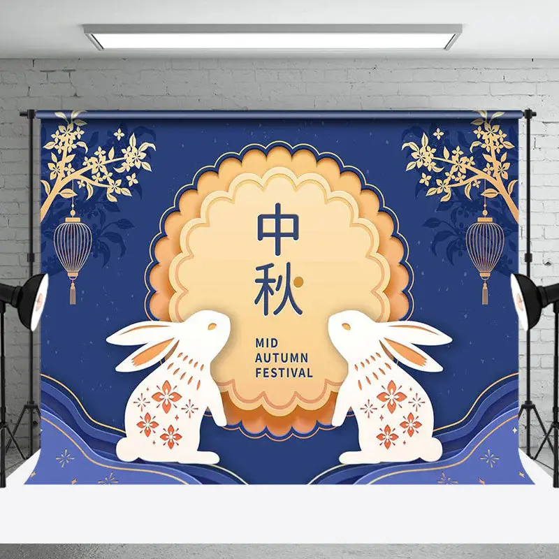 Moon Cake Jade Rabbit Mid Autumn Festival Backdrop