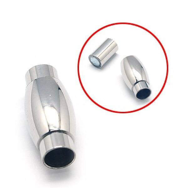 Tarnish Resistant 304 Stainless Steel Magnetic Clasps with Glue-in Ends