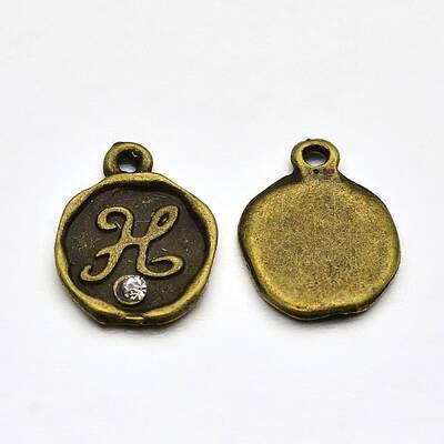 Antique Bronze Plated Alloy Rhinestone Charms