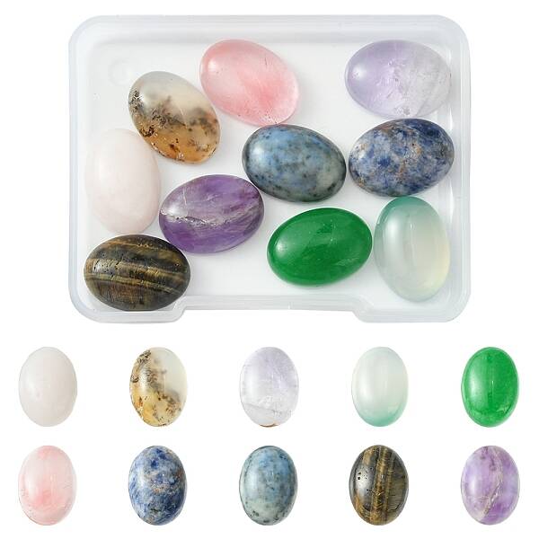 10Pcs Natural Mixed Gemstone Cabochons