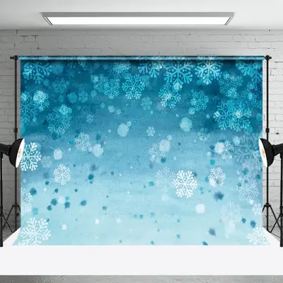Cartoon Blue Snowflake Texture Photography Backdrop - Aperturee