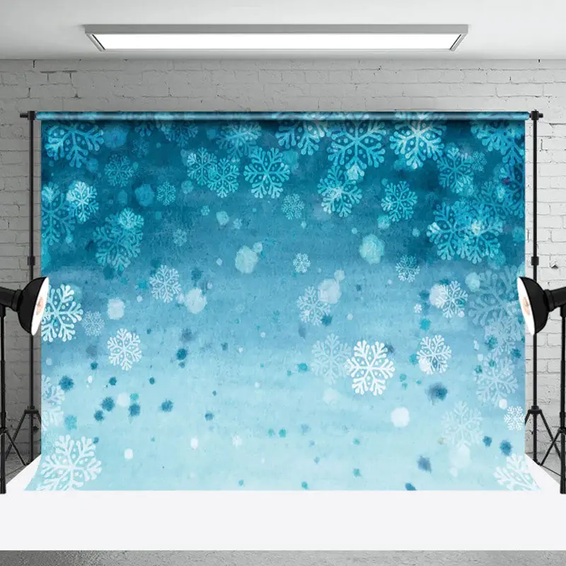 Cartoon Blue Snowflake Texture Photography Backdrop - Aperturee