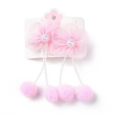Flower Cloth Metallic Alligator Hair Clips