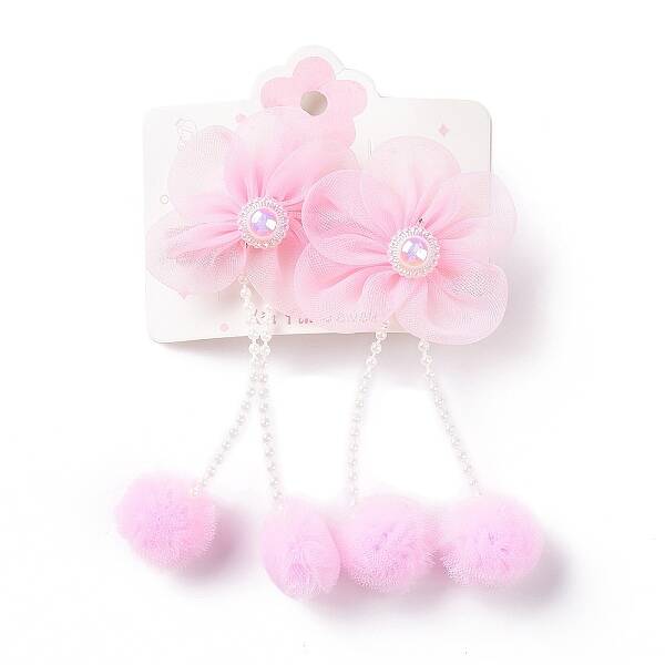 Flower Cloth Metallic Alligator Hair Clips