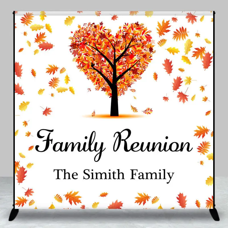 Aperturee Autumn Maple Tree Custom Name Family Reunion Backdrop - Aperturee