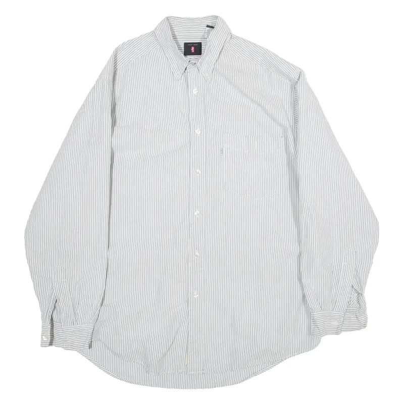 LEVI'S Mens Shirt Grey Striped Long Sleeve M