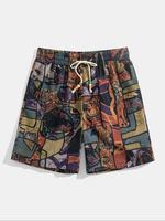 Men's All Over Print Drawstring Waist Shorts, Regular Fit Casual Comfy Shorts for Summer, Men's Bottoms for Beach Vacation, C...