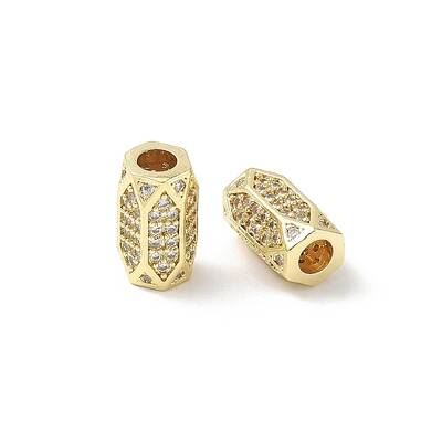 Brass Micro Pave Cubic Zirconia Beads