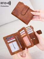 Women's Vintage Multi Card Slot Wallet, 2025 New Style Rfid Anti-theft Retro Multi-functional Short Wallet, Portable Wallet, ...