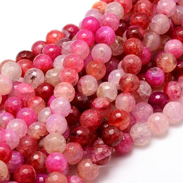 Dyed Natural Agate Faceted Round Beads Strands