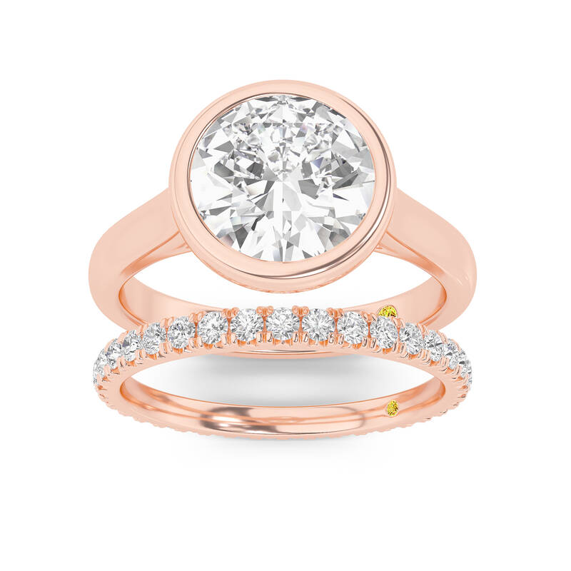 Secret Kiss Lab Grown Round Diamond Engagement Ring with the Envoi Wedding Band | 14K Rose Gold 3 1/2 ct. tw.