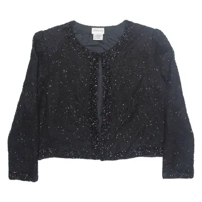 STENAY Womens Printed Blouse Black Button Neck Long Sleeve Silk M
