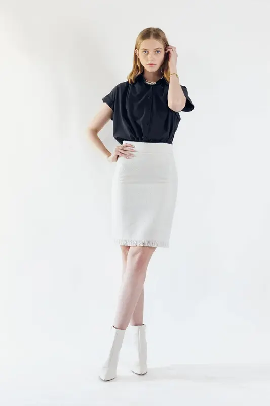 Luxe White Mini Tweed Skirt | Size: M | Color: White