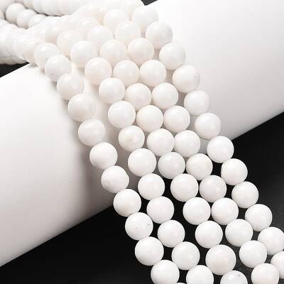 Natural White Jade Round Bead Strands