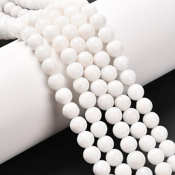 Natural White Jade Round Bead Strands
