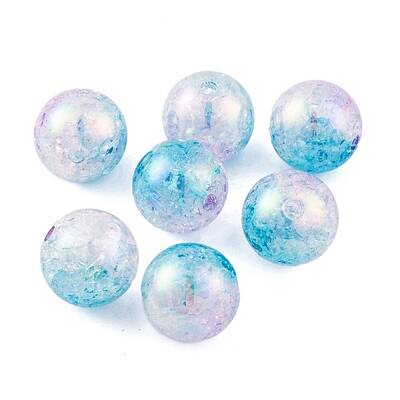 UV Plating Rainbow Iridescent Two Tone Acrylic Beads