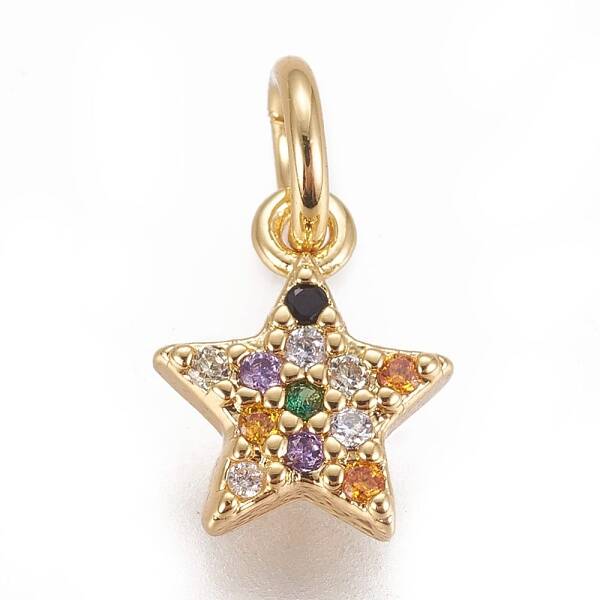 Brass Micro Pave Cubic Zirconia Charms