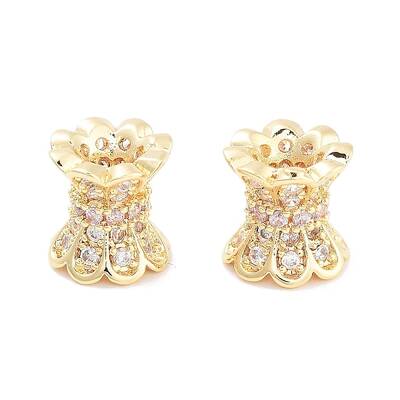 Brass Micro Pave Clear Cubic Zirconia Beads