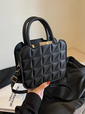 Women's Elegant Quilted Pu Leather Handbag As Gift, Square Solid Color Shoulder Bag for Women, Fashionable All-match Handbag ...