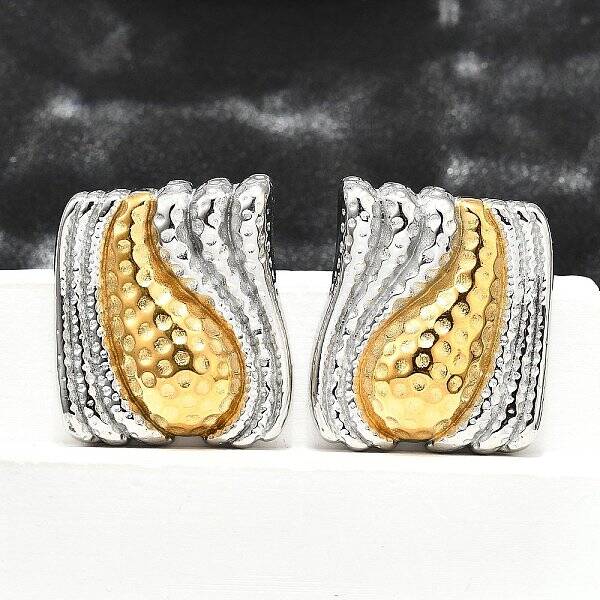 304 Stainless Steel Two-tone Stud Earrings for Women
